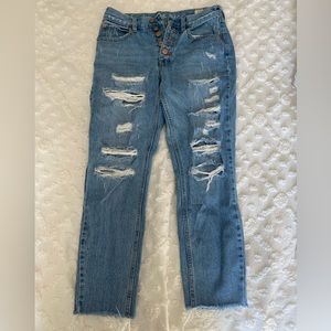 Free People Ripped Ankle Jeans Straight